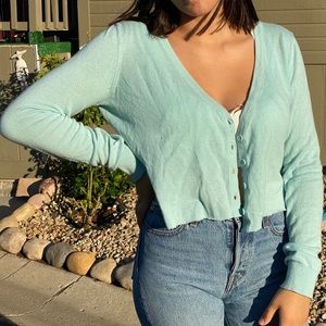 BLUE CROPPED CARDIGAN